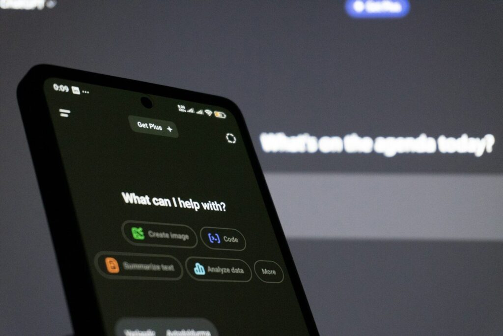Smartphone screen displaying ai assistant interface.